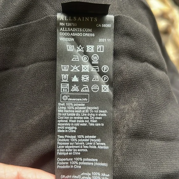 NWT’S All Saints Coco Asiago Maxi Dress Black & Pink Fishtail Grunge Floral 12 - Picture 13 of 15